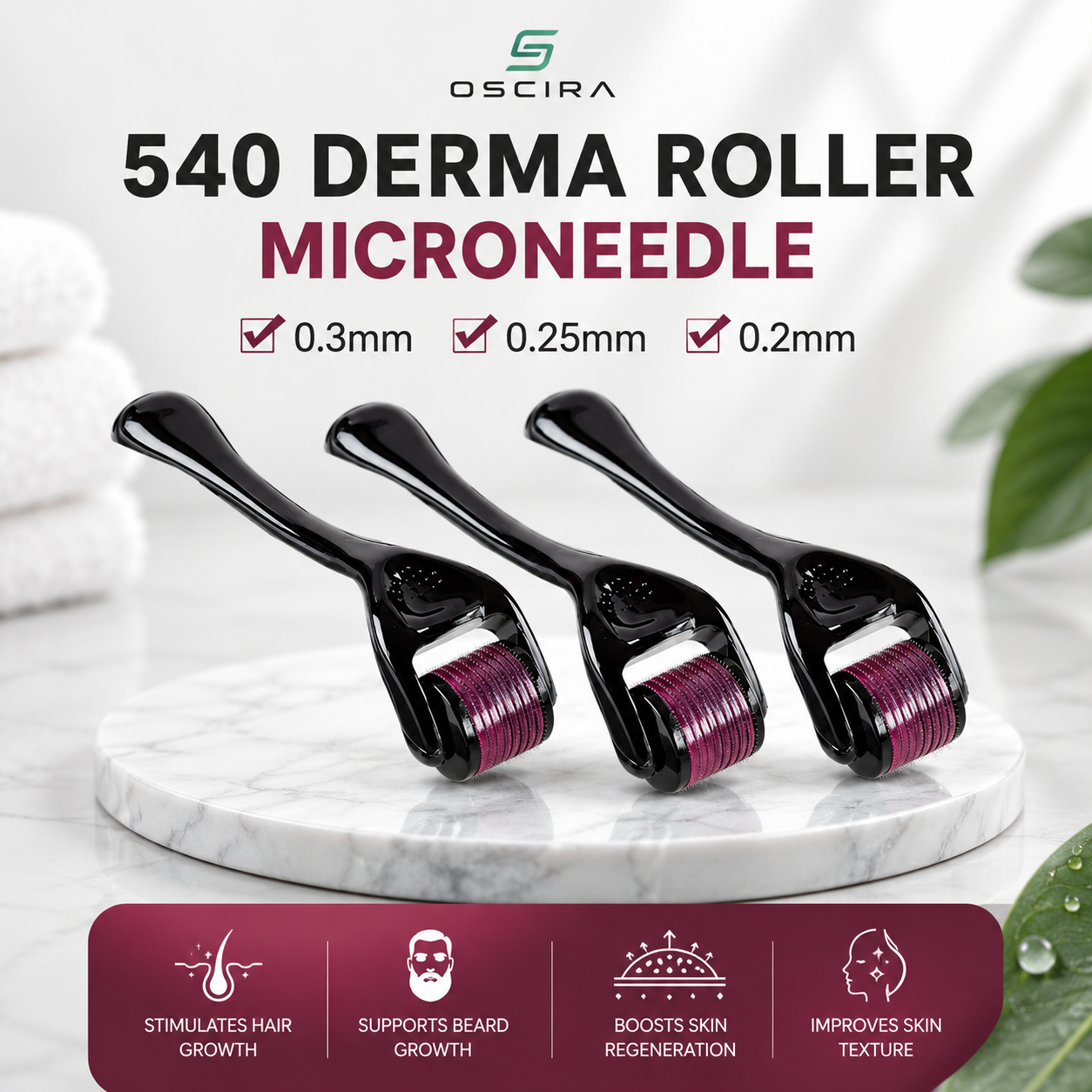 OSCIRA Precision Derma Roller™ | 540 Titanium Needles