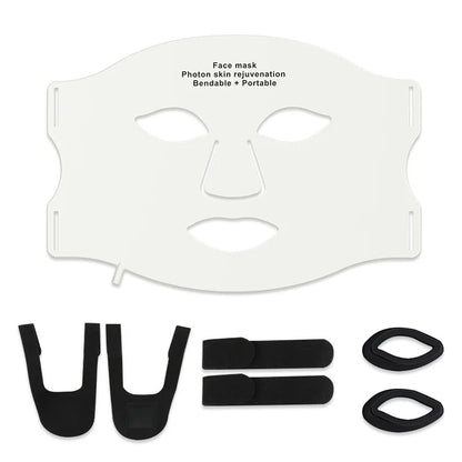 Silicone LED Mask Face With Neck 7 Colors LED Photon Red Light Infrared Therapy Flexible Facial Mask Repair Skin Wireless Use