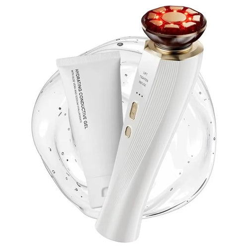 3-in-1 Hand Held Red Light Therapy Beauty Device for Face & Neck Puffiness Relief & Skin Firming (White)